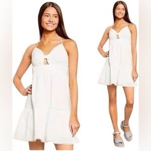 Gianni Bini White Halter Eyelet Dress